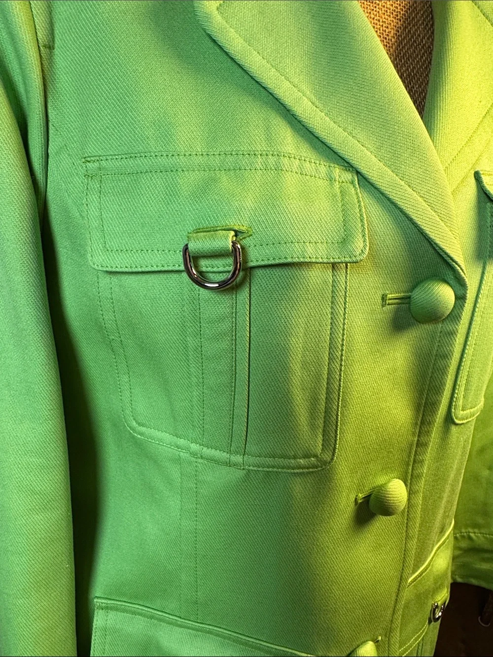 Tory Burch Lime Green Sgt. Pepper Twill Utility Blazer with pants